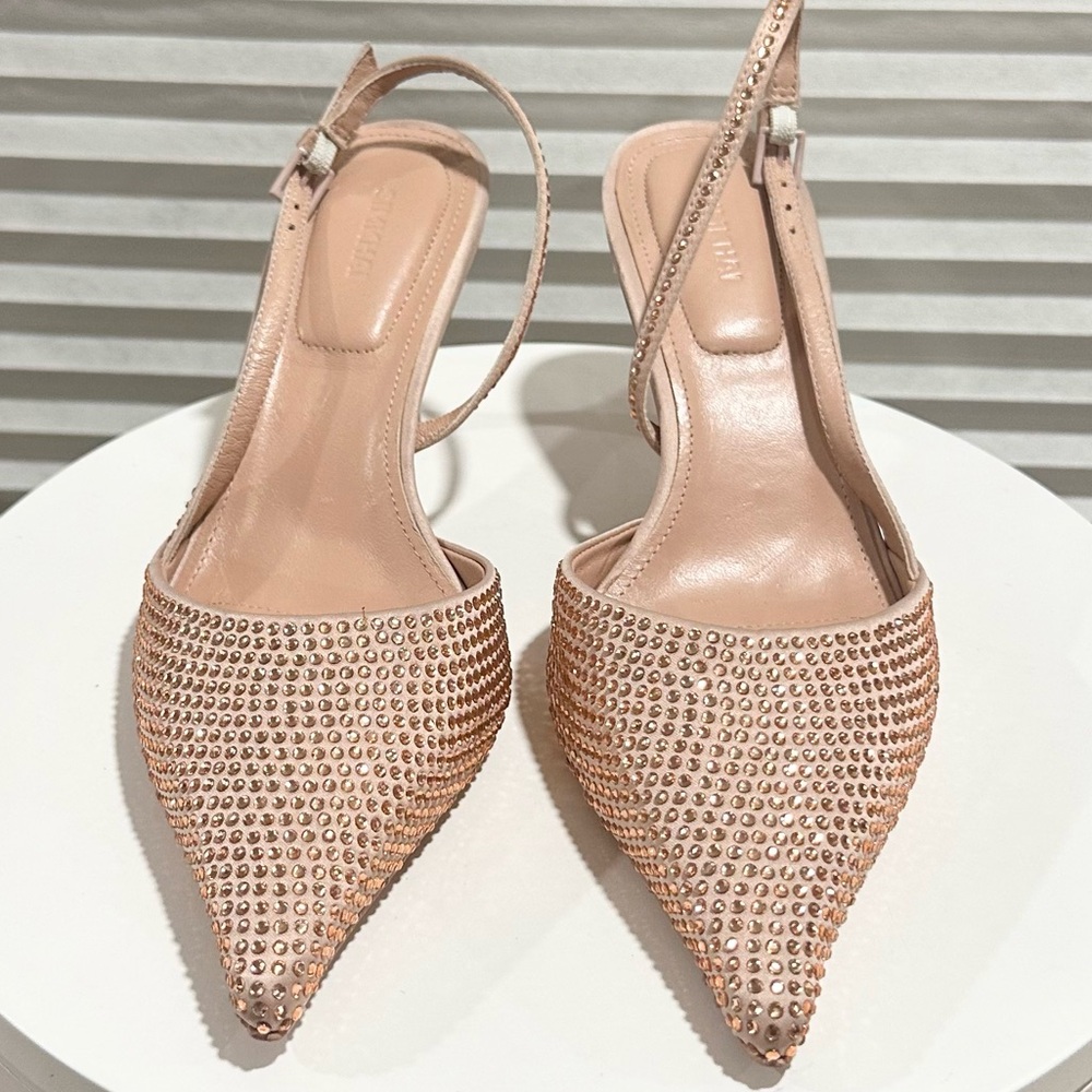 🌹JONATHAN SIMKHAI🌹 Dylan Embellished Slingback Blush Pumps Size: 36 - Picture 5 of 11